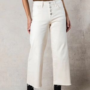 Cream wide leg crop jeans